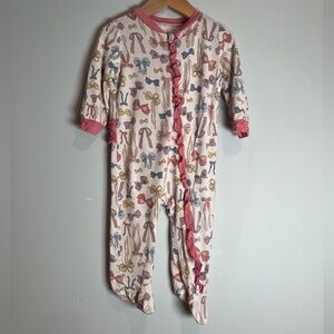 Milkberry One Piece Footies Sleeper Bows Ruffle Bamboo 6-9M Baby Girl